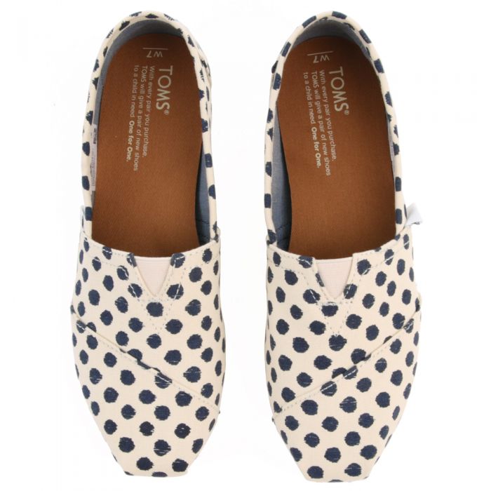 Toms Classic Polka Dots Natural Flats NATURAL/NAVY