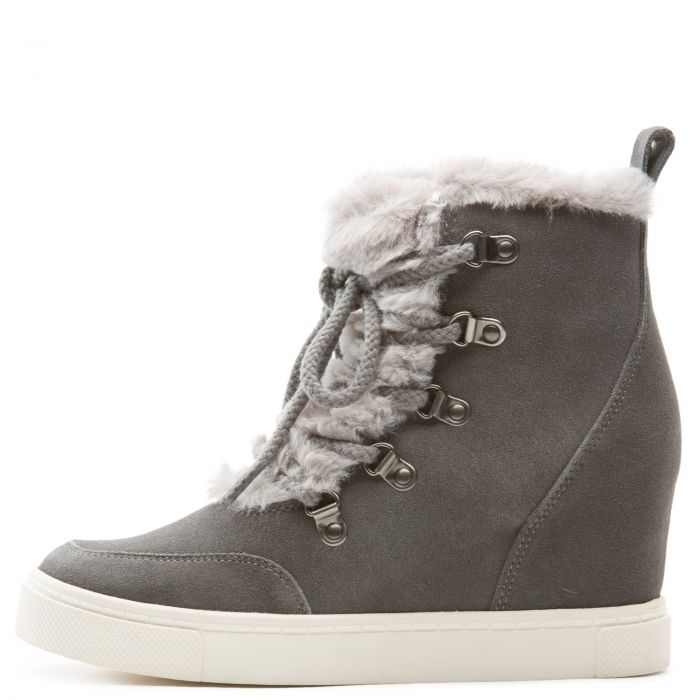 Lift Fur Casual Wedge Sneaker Grey