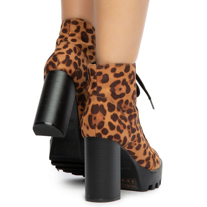 Intensity-04 Lace-Up Chunky Booties Leopard