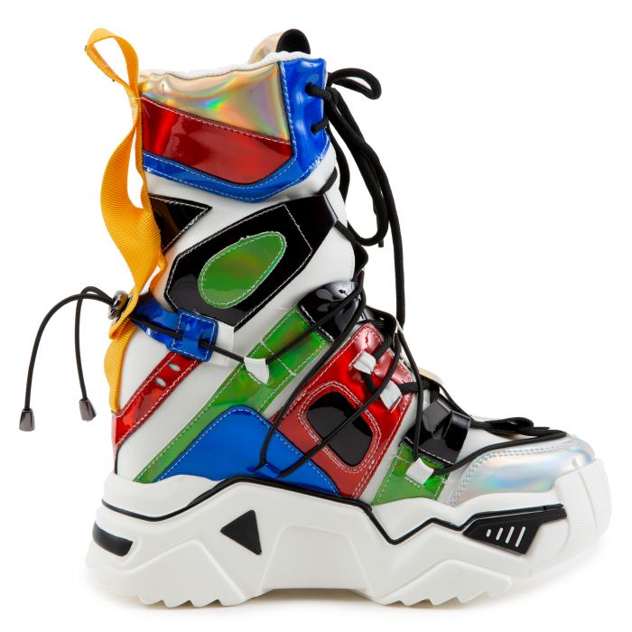 Damson-09 Platform Sneakers White Hologram