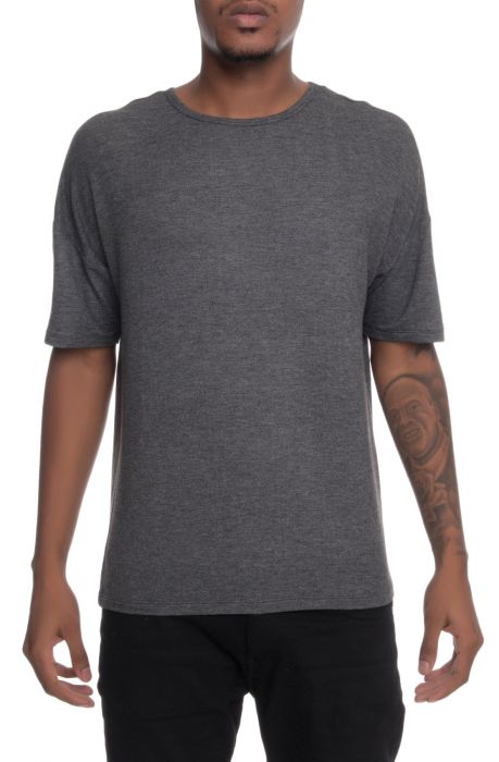 The Drop Shoulder Box Fit French Terry Tee in Charcoal Charcoal