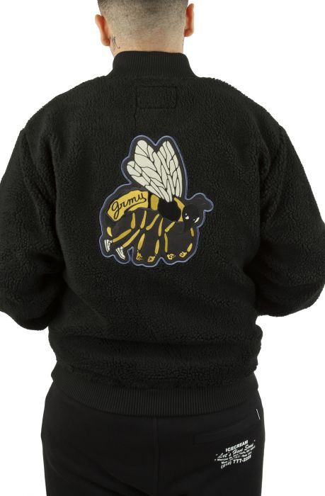 Hive Sherpa Button Sweatshirt Black