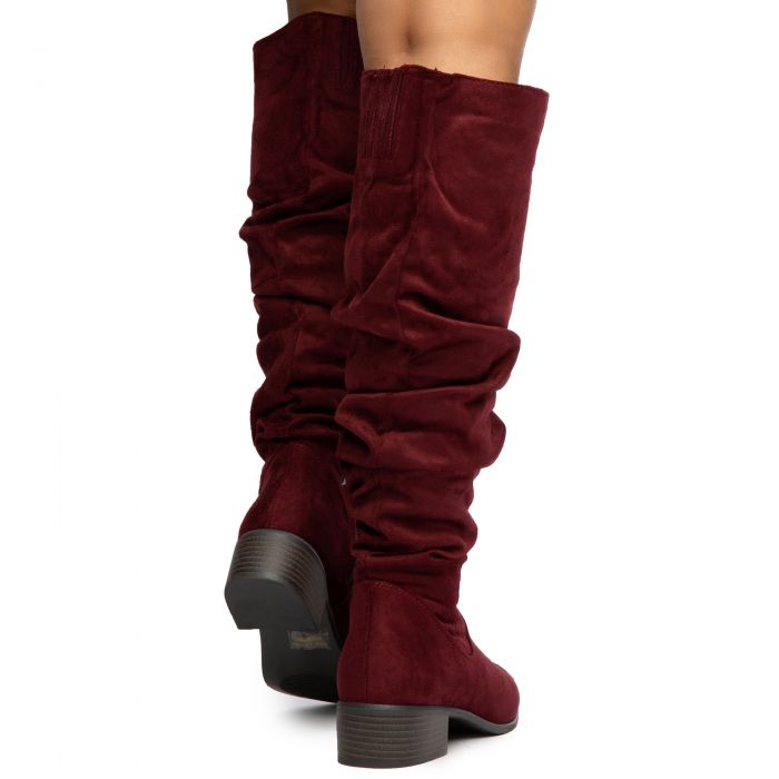Trixie-03 Below The Knee Boots Burgundy Suede