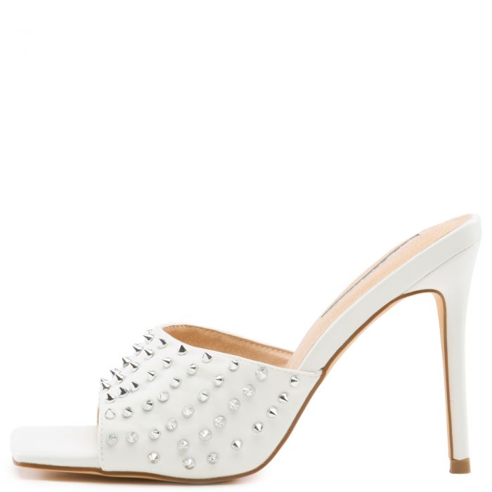 Hugo-8 Studs Stiletto High Heels White/Clear
