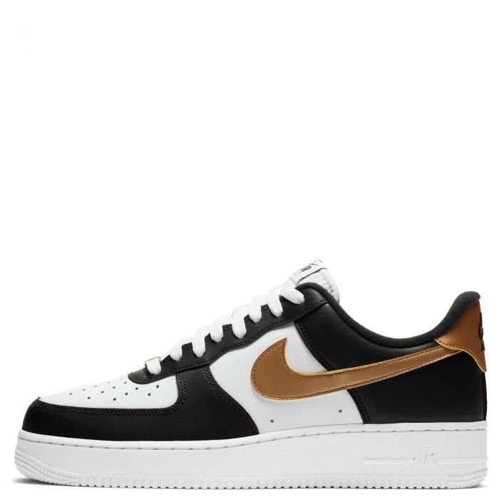 nike air force 1 black white and gold
