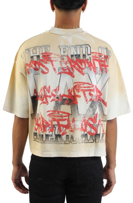 Trust No One French Terry Crop T-Shirt Ecru