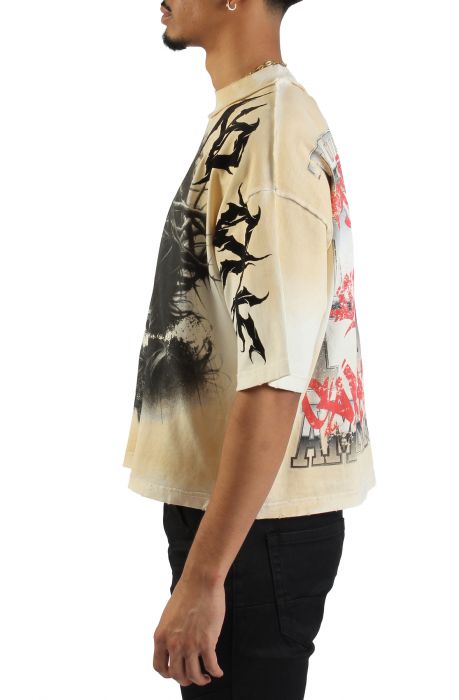 Trust No One French Terry Crop T-Shirt Ecru