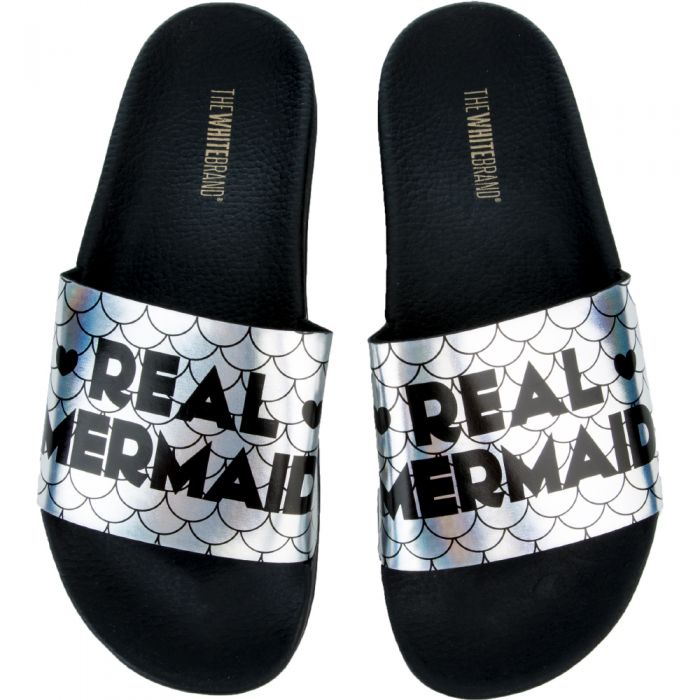 Mermaid Slides in Black and Silver BLACK/WHITE/Silver
