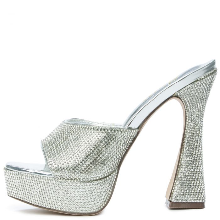 Aja-3 Rhinestone Platform Heel Silver