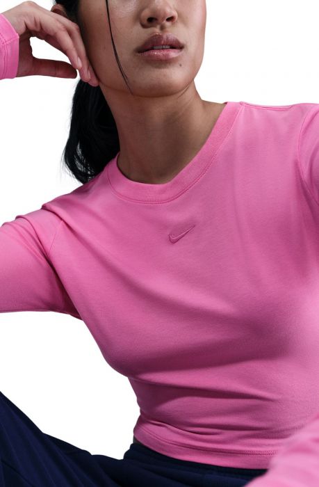 Sportswear Chill Knit Slim Long-Sleeve Cropped Top Playful Pink