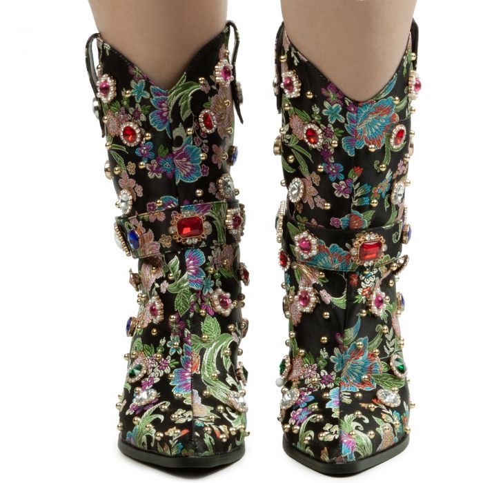 Floral Western Boot  Diligent-Black