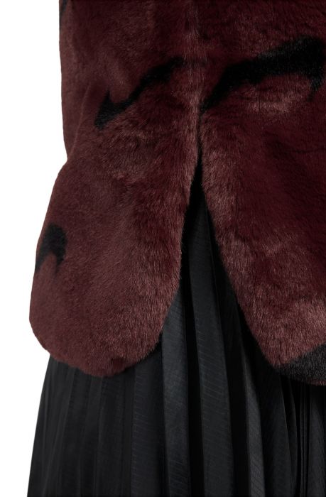 Sportswear Plush Printed Faux Fur Jacket Burgundy Crush/Black/Black
