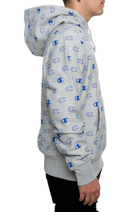 Reverse Weave All-Over Print Pullover Hoodie Oxford Gray