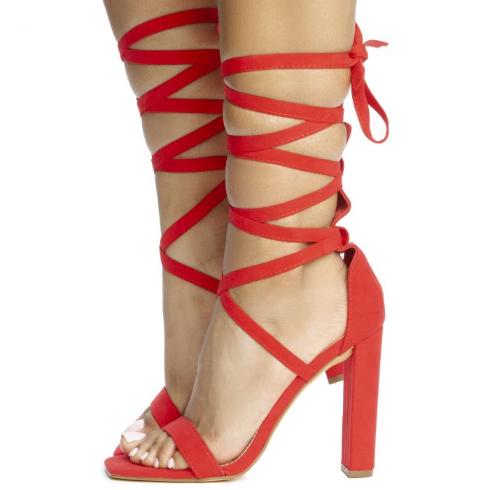Novax-11 Lace Up High Heel Red