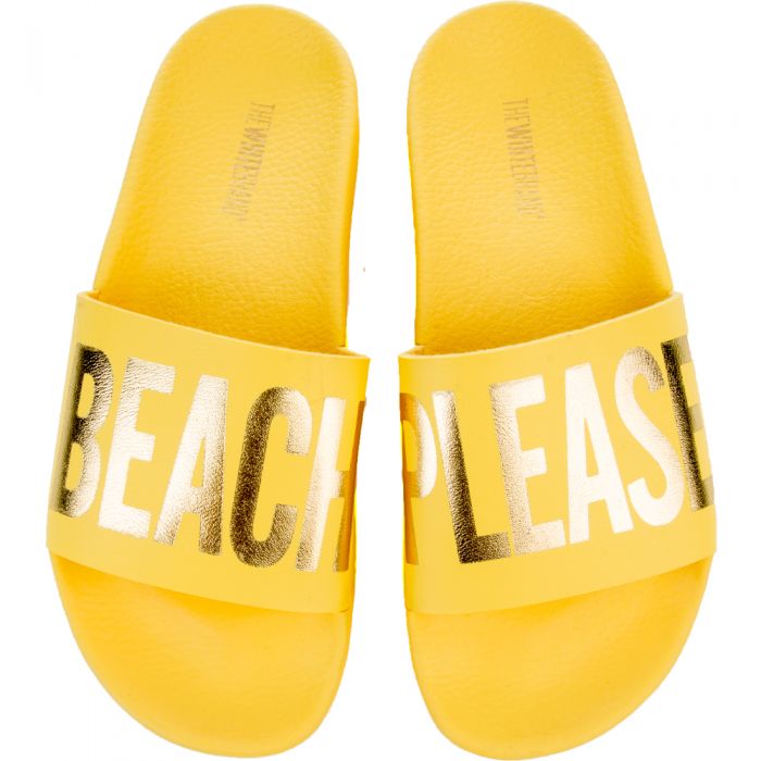Beach Please Slides in Yellow Yellow/Gold