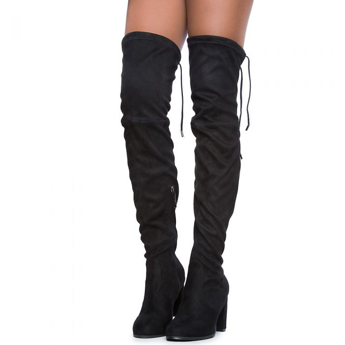 SHIEKH Women's Inez-14 Over The Knee Boot INEZ-14/BLACK LAMY - Shiekh