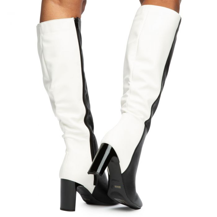 Cup-03 Knee High Boots Black/White