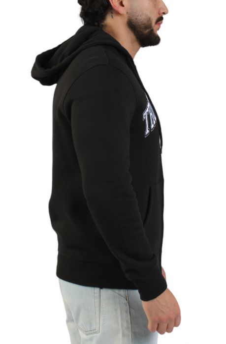 Embroidered True Religion Zip Hoodie  Black/White