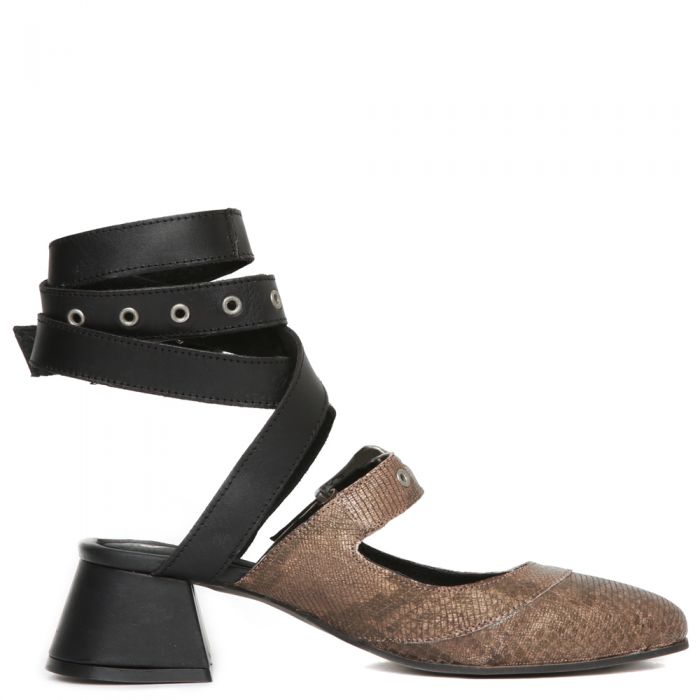 Free People Talula Black/Snake Block Heel Black