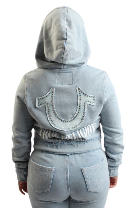 RAW EDGE BIG T SHRUNKEN ZIP HOODIE Pacific