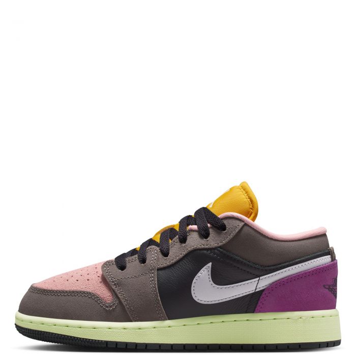 Grade-School Air Jordan 1 Low SE Oil Grey/White-Cave Stone-Arctic Punch