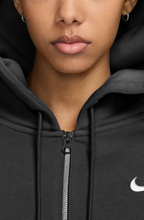 Sportswear Phoenix Fleece Loose Cropped Full-Zip Hoodie Black