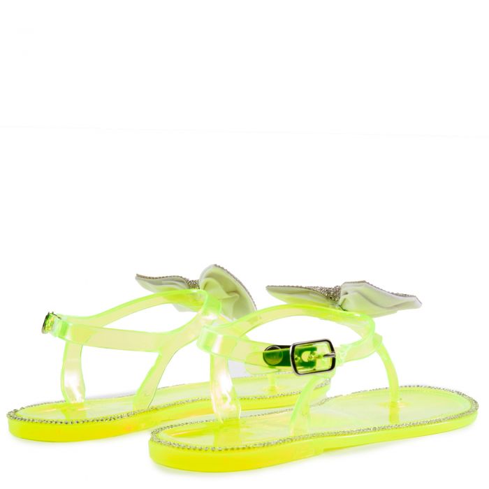 yellow flat sandals with bow