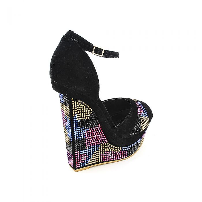 Platform Wedge Dress Shoe 093 Black/Multi Color