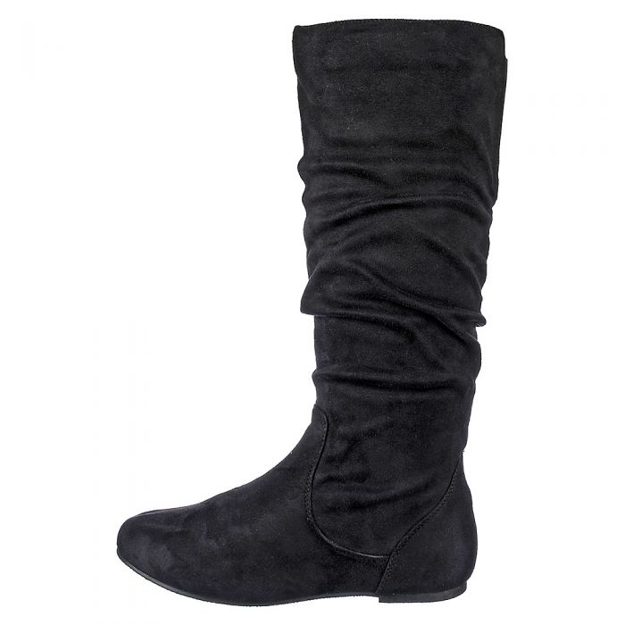 flat black boots mid calf