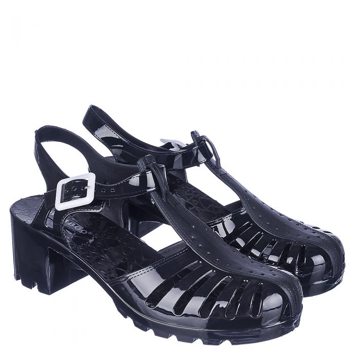 Sugar-01 Low Heel Jelly Sandal Black