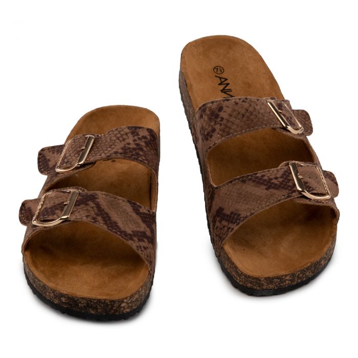 Glory-555 Sandals Chestnut Snake Print