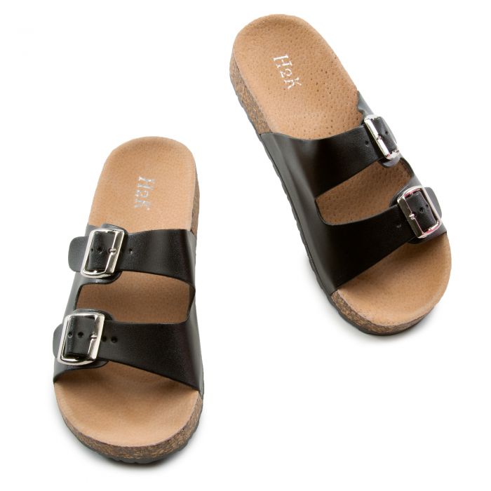 H2K TRADING Karen Flat Sandals KAREN-BLK - Shiekh