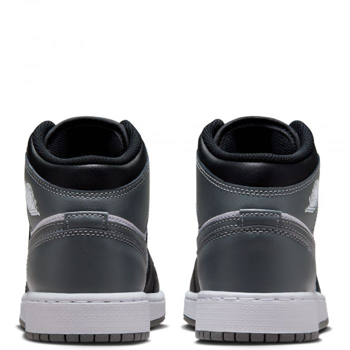 Grade School Air Jordan 1 Mid Black/Iron Grey-White