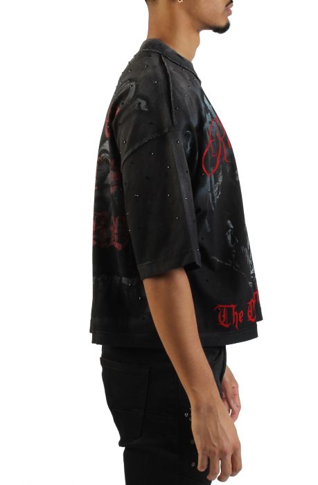 Trust No One French Terry Crop T-Shirt  Black