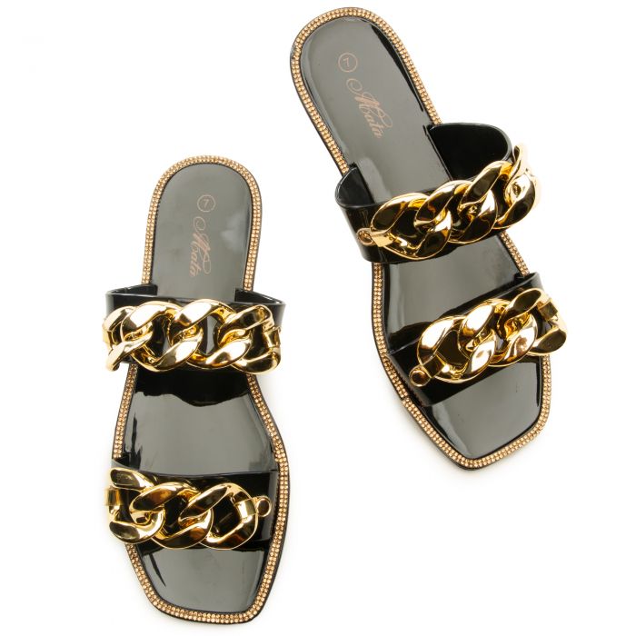Lime Light Rhinestone Jelly Sandals Black