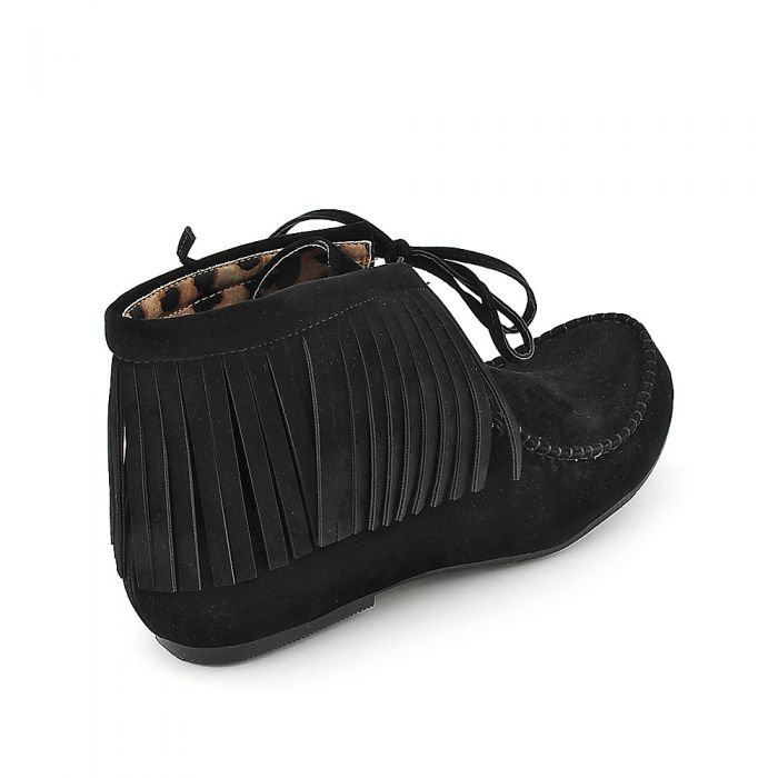 Women's Black Fringe Ankle Boot Avid-2 Black