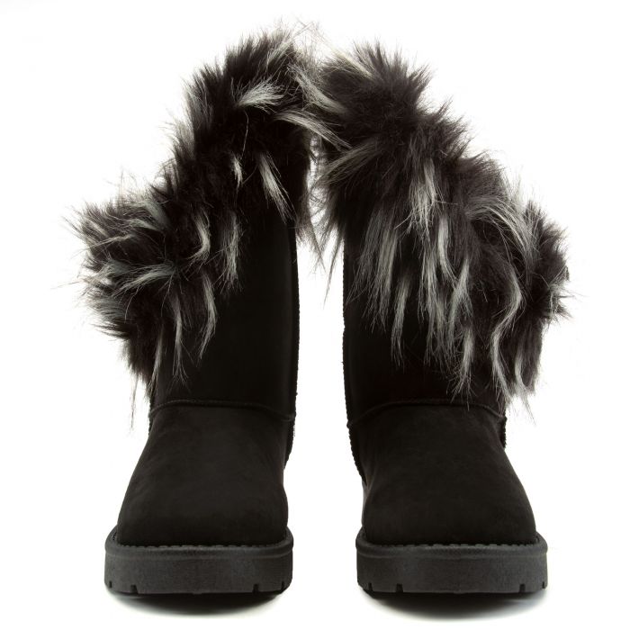 Ada Faux Fur Booties Black/White