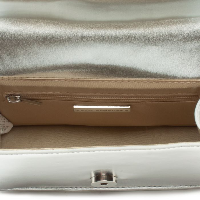 Metallic Flap Top Handle Crossbody Bag Silver