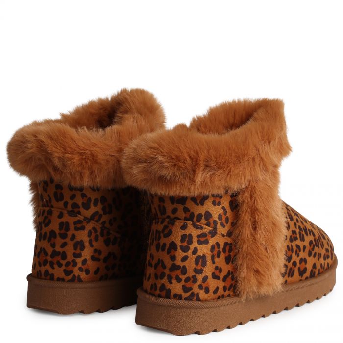 Melon-04 Ankle Fur Bootie  Leopard