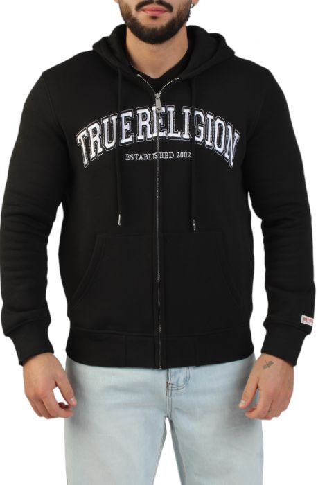 Embroidered True Religion Zip Hoodie  Black/White