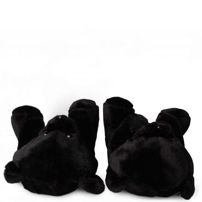 Plush-01 Bear Fuzzy Slippers Black