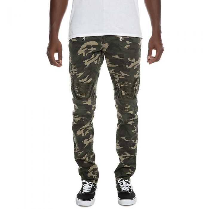 Men's Pleated Knee Jean Pants Camo