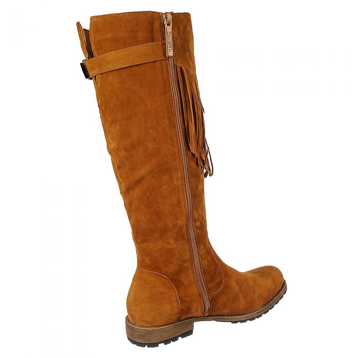Knee High Fringe Pocket Boot Riley-01 Tan