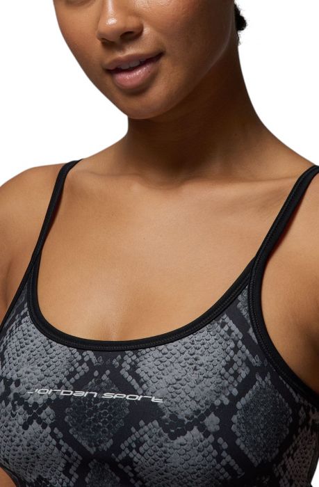 Sport Printed Cropped Tank Black