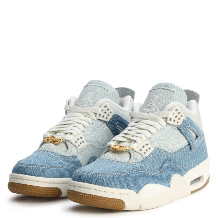 Women's Air Jordan 4 Retro Sail/Sail-Gum Light, Brown-Worn Blue