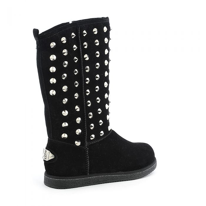 Women's Flat Studded Boot Urban Studs Black