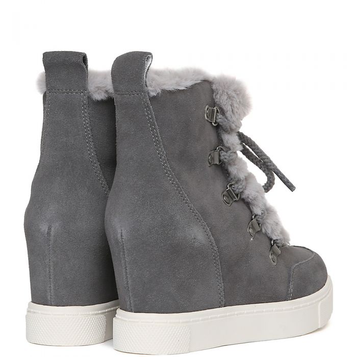 Lift Fur Casual Wedge Sneaker Grey