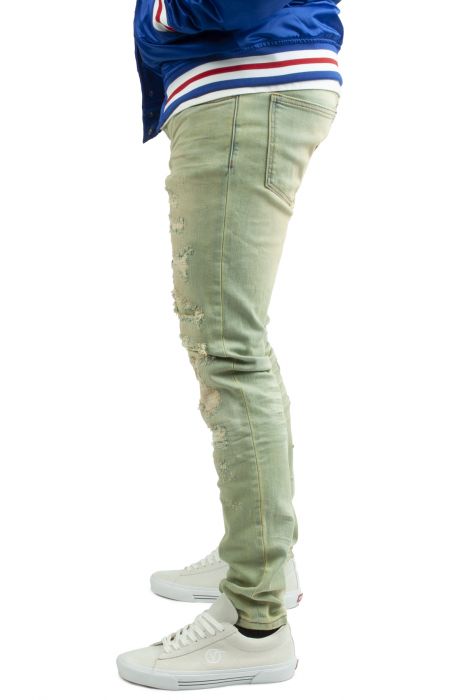 Cast Yellow Tinted Jeans  Light Sand Blue