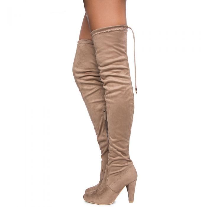 SHIEKH Women's Eve01 Over The Knee Boot EVE01 TH/TAUPE SUEDE Shiekh