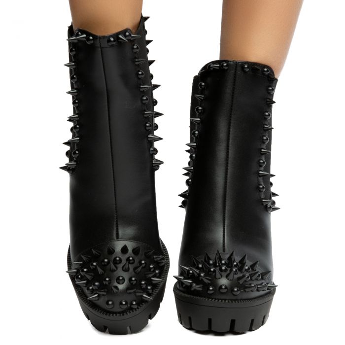 Jagged Chunky Spiked Booties Black